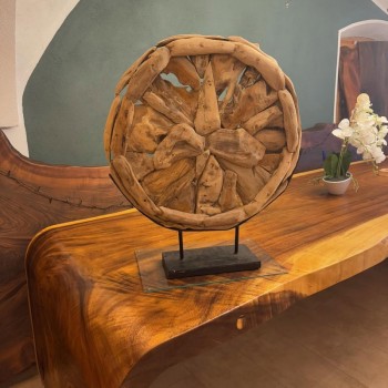 Artisanal Carved Wooden Figurine Handmade Rustic Wood Decor For Hotel Living Room