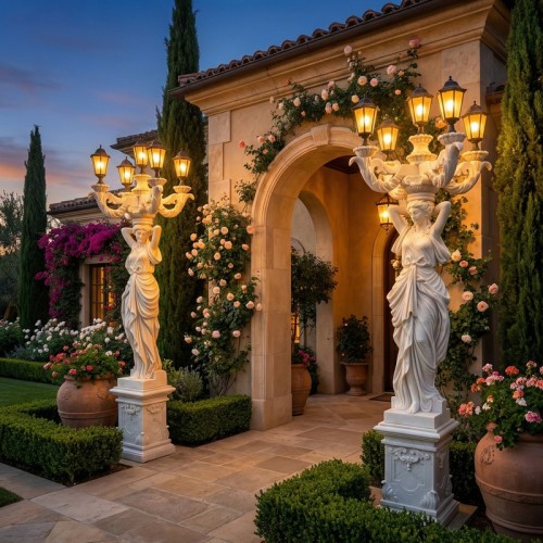 Classical Marble Woman Sculpture Garden Statue For Hotel Lobby And Courtyard