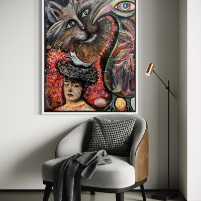 Elegant Lady Portrait Framed Artwork Wall Painting For Hotel Interior Design