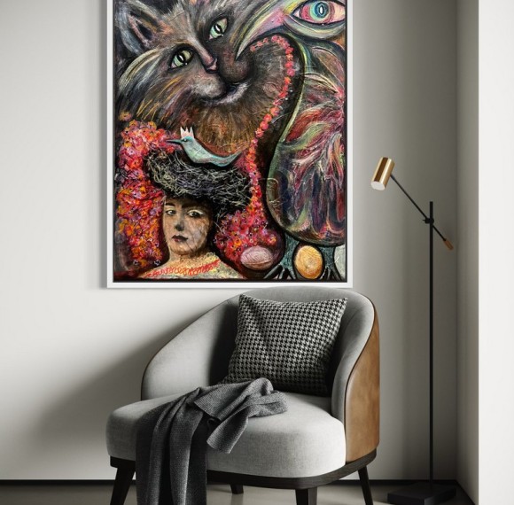 Elegant Lady Portrait Framed Artwork Wall Painting For Hotel Interior Design