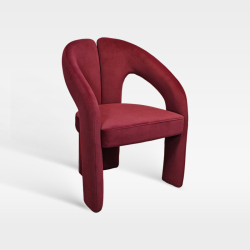 Luxury Wine Red Velvet Upholstered Dining Chair For Hotel Restaurant Use
