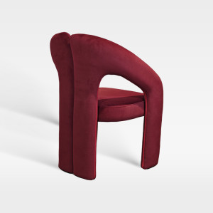 Luxury Wine Red Velvet Upholstered Dining Chair For Hotel Restaurant Use