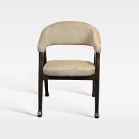Modern Mid-Century Style Wood Frame Armchair With Velvet Upholstery For Hospitality Venues