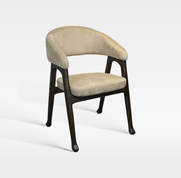 Modern Mid-Century Style Wood Frame Armchair With Velvet Upholstery For Hospitality Venues