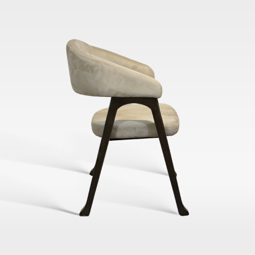 Modern Mid-Century Style Wood Frame Armchair With Velvet Upholstery For Hospitality Venues