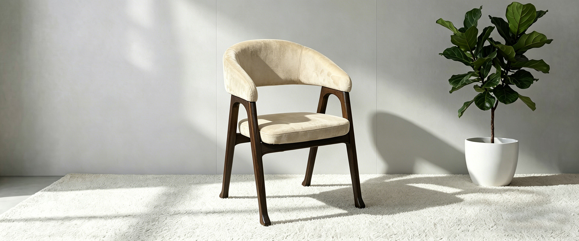 Wood Frame Armchair With Velvet Upholstery
