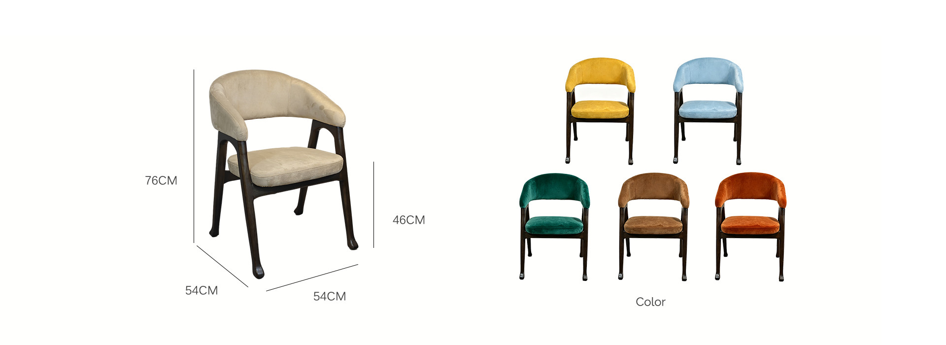Wood Frame Armchair With Velvet Upholstery