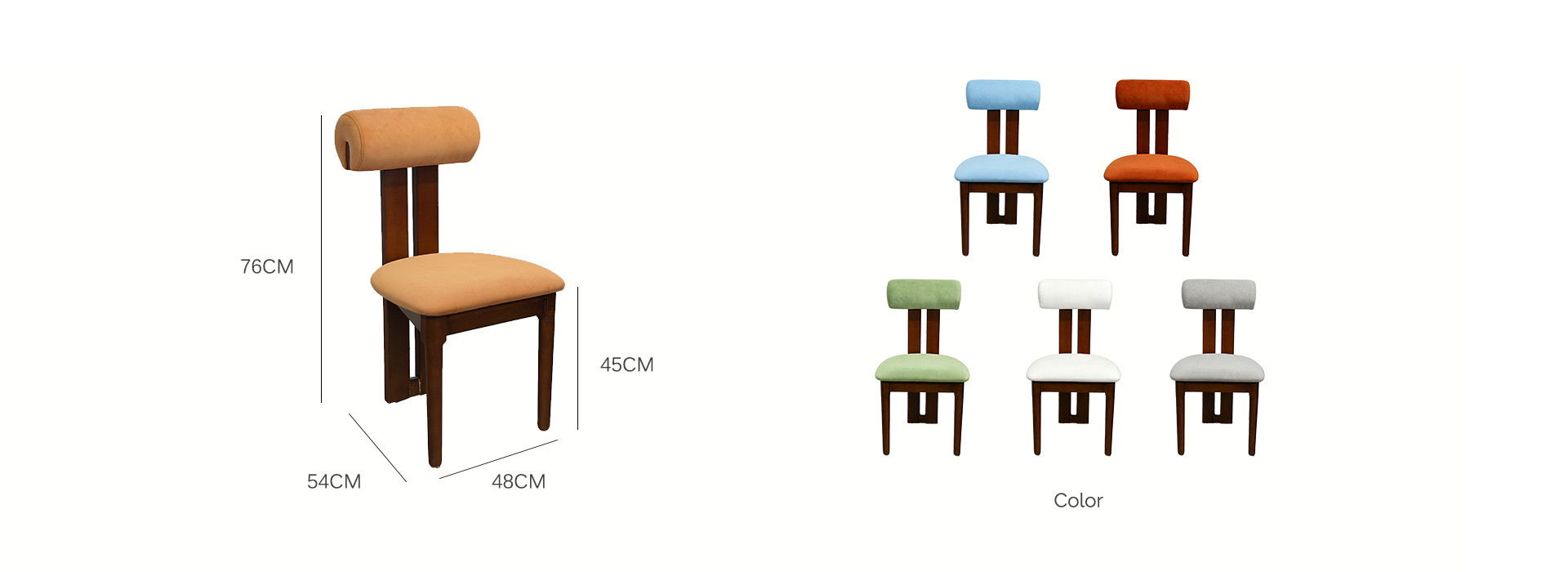Stylish Elegant Inspired Dining Chair With Velvet Seat And Backrest