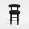 Black Upholstered Bar Chair With Backrest Footrest For Hotel Lobby Cafe Bar