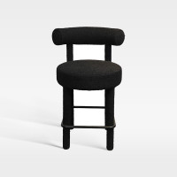 Black Upholstered Bar Chair With Backrest Footrest For Hotel Lobby Cafe Bar