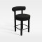 Black Upholstered Bar Chair With Backrest Footrest For Hotel Lobby Cafe Bar