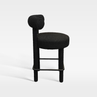 Black Upholstered Bar Chair With Backrest Footrest For Hotel Lobby Cafe Bar