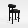 Black Upholstered Bar Chair With Backrest Footrest For Hotel Lobby Cafe Bar