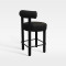 Black Upholstered Bar Chair With Backrest Footrest For Hotel Lobby Cafe Bar