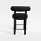 Black Upholstered Bar Chair With Backrest Footrest For Hotel Lobby Cafe Bar