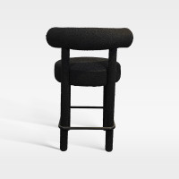 Black Upholstered Bar Chair With Backrest Footrest For Hotel Lobby Cafe Bar