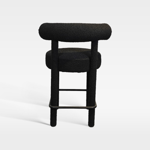 Black Upholstered Bar Chair With Backrest Footrest For Hotel Lobby Cafe Bar