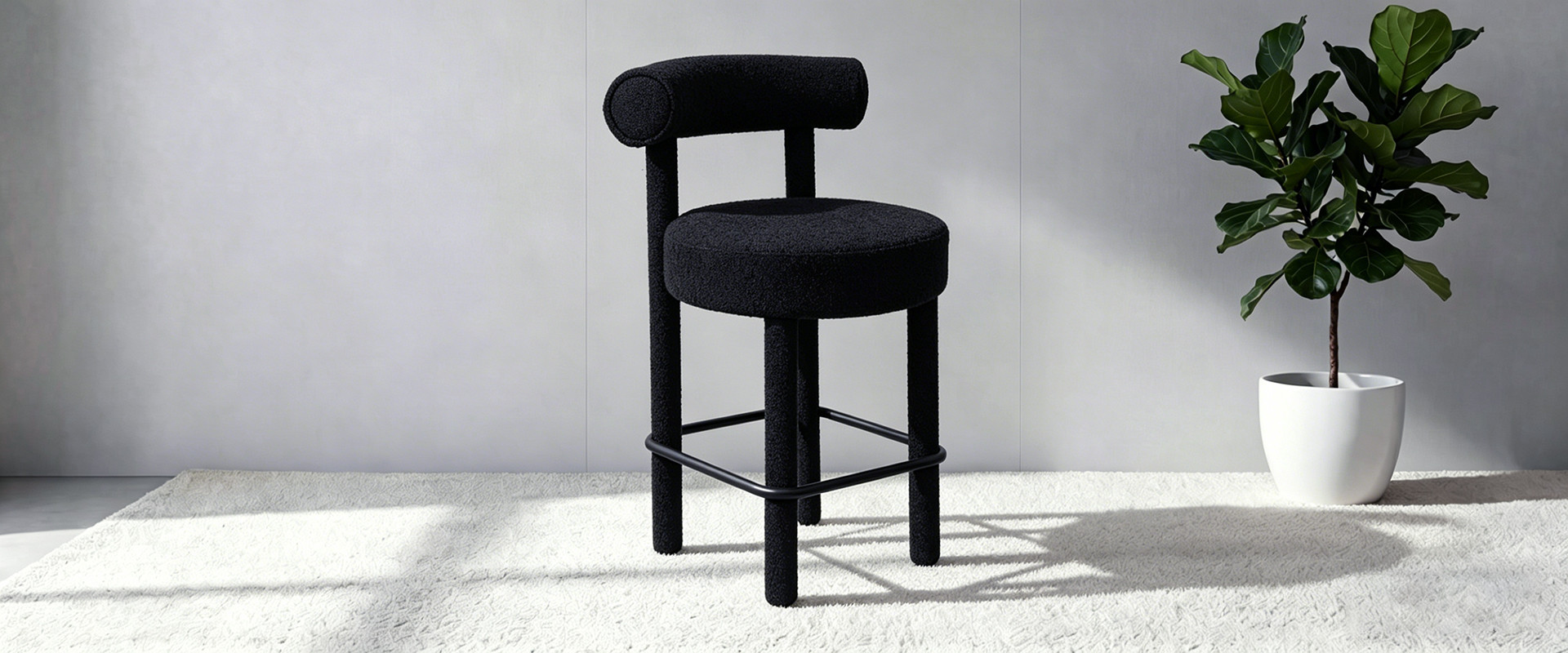 Black Upholstered Bar Chair