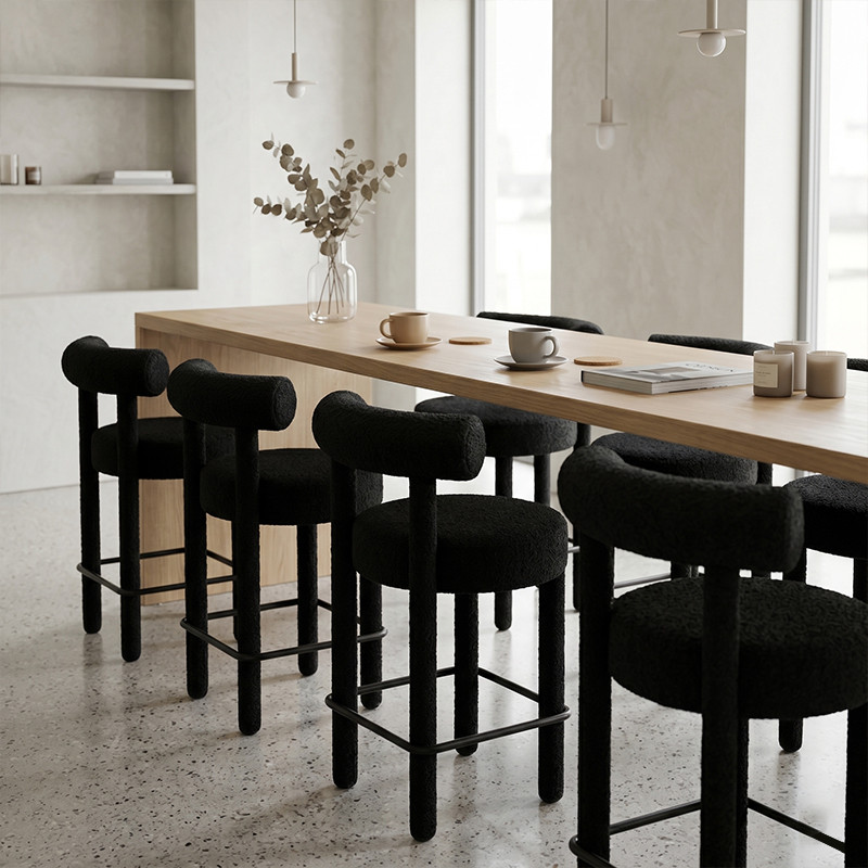 Black Upholstered Bar Chair
