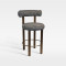 Upholstered Textured Fabric Counter Bar Chair With Bronze Metal Legs For Hotel Bar
