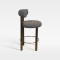 Upholstered Textured Fabric Counter Bar Chair With Bronze Metal Legs For Hotel Bar
