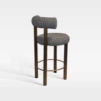 Upholstered Textured Fabric Counter Bar Chair With Bronze Metal Legs For Hotel Bar