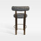 Upholstered Textured Fabric Counter Bar Chair With Bronze Metal Legs For Hotel Bar