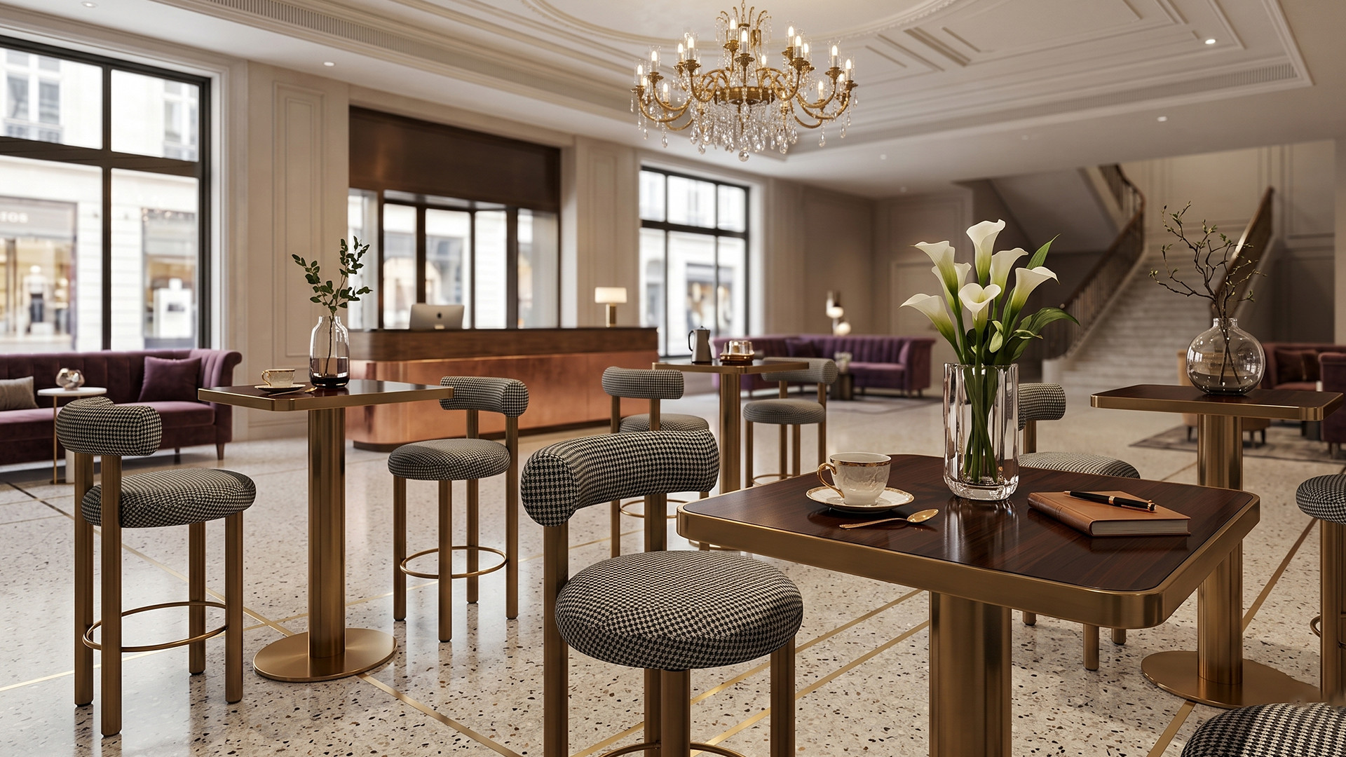 Upholstered Textured Fabric Counter Bar Chair