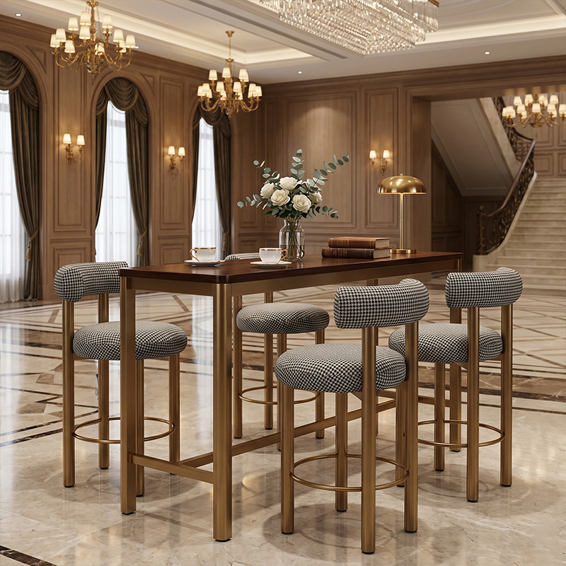 Upholstered Textured Fabric Counter Bar Chair