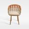 Handwoven Gradient Outdoor Armchair Rust Resistant Teak Wood Grain For Hotel Spaces