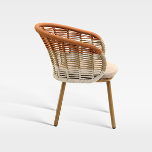 Handwoven Gradient Outdoor Armchair Rust Resistant Teak Wood Grain For Hotel Spaces