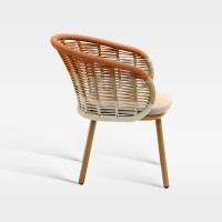 Handwoven Gradient Outdoor Armchair Rust Resistant Teak Wood Grain For Hotel Spaces