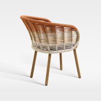 Handwoven Gradient Outdoor Armchair Rust Resistant Teak Wood Grain For Hotel Spaces