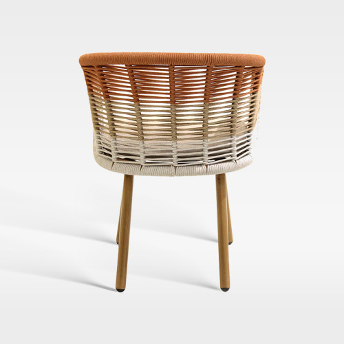 Handwoven Gradient Outdoor Armchair Rust Resistant Teak Wood Grain For Hotel Spaces