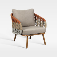 Handwoven Gradient Outdoor Sofa Set Weather Resistant Rope Sofa With Coffee Table