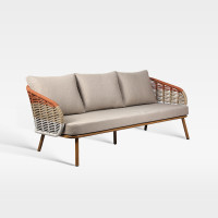 Handwoven Gradient Outdoor Sofa Set Weather Resistant Rope Sofa With Coffee Table