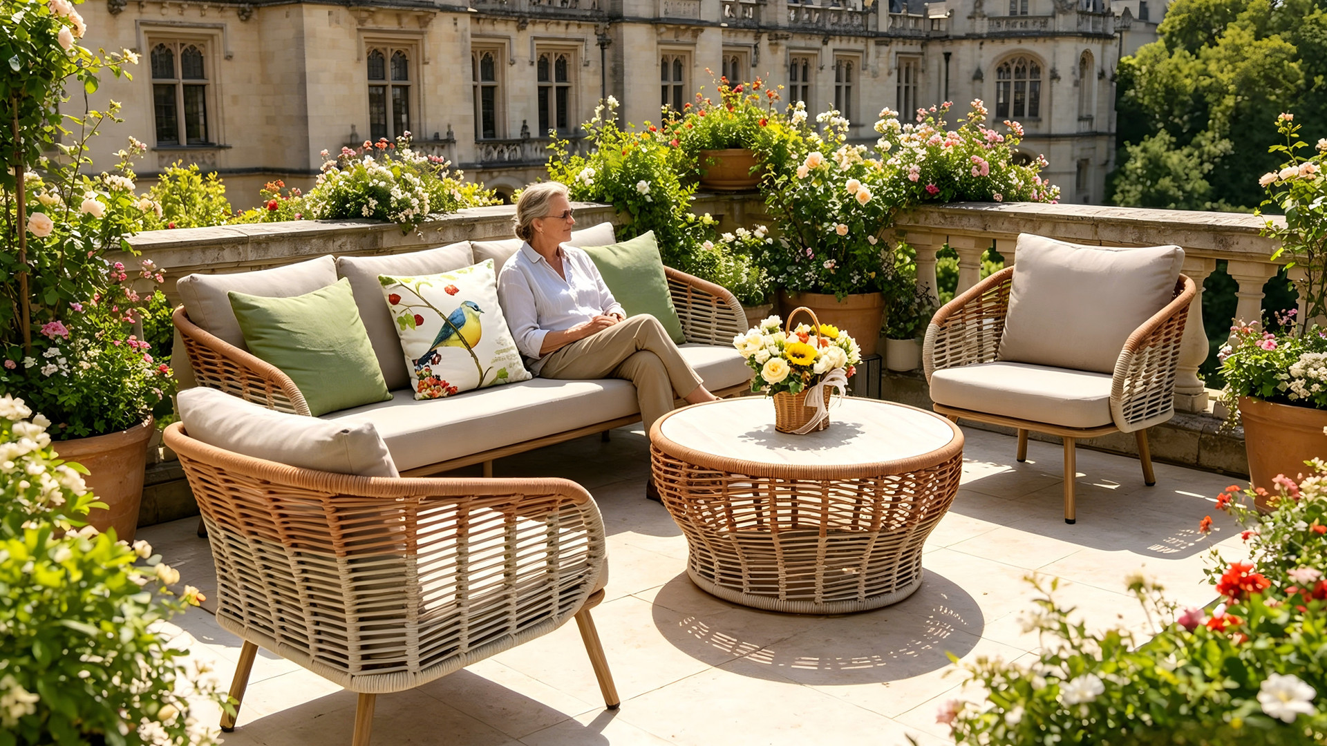 Handwoven Gradient Outdoor Sofa Set