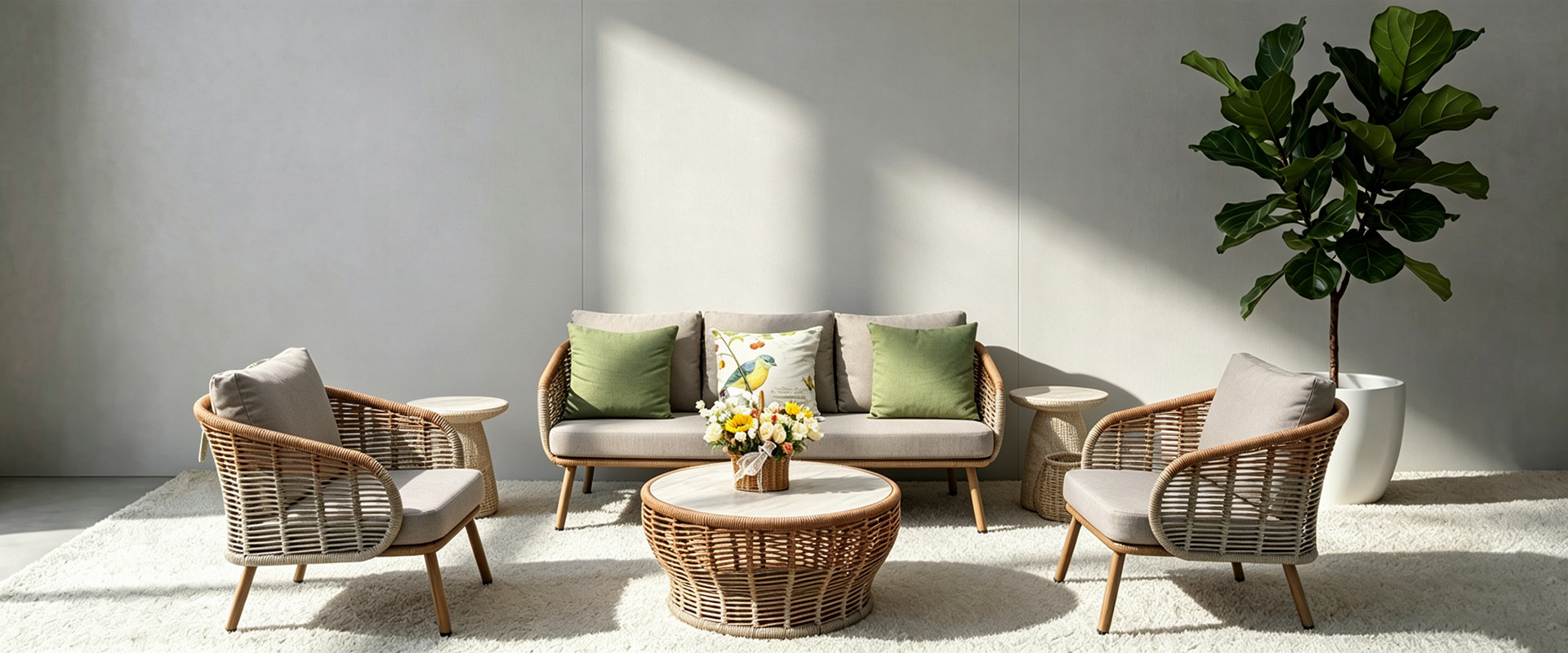 Handwoven Gradient Outdoor Sofa Set