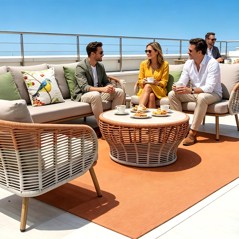 Handwoven Gradient Outdoor Sofa Set