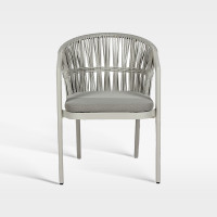 Light Grey Synthetic Rope Weave Outdoor Chair With Removable Cushion For Resort Restaurant Spaces