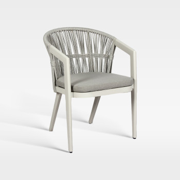 Light Grey Synthetic Rope Weave Outdoor Chair With Removable Cushion For Resort Restaurant Spaces