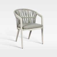 Light Grey Synthetic Rope Weave Outdoor Chair With Removable Cushion For Resort Restaurant Spaces
