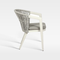 Light Grey Synthetic Rope Weave Outdoor Chair With Removable Cushion For Resort Restaurant Spaces