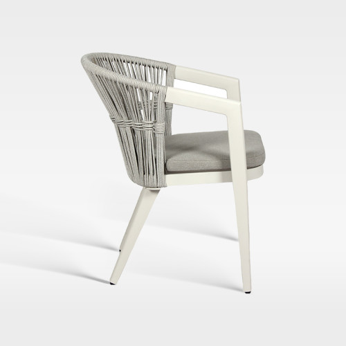 Light Grey Synthetic Rope Weave Outdoor Chair With Removable Cushion For Resort Restaurant Spaces