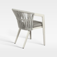 Light Grey Synthetic Rope Weave Outdoor Chair With Removable Cushion For Resort Restaurant Spaces