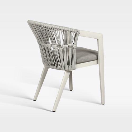 Light Grey Synthetic Rope Weave Outdoor Chair With Removable Cushion For Resort Restaurant Spaces