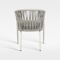 Light Grey Synthetic Rope Weave Outdoor Chair With Removable Cushion For Resort Restaurant Spaces