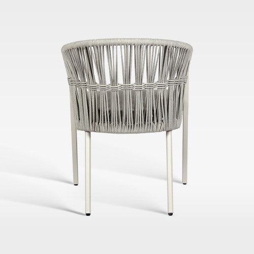 Light Grey Synthetic Rope Weave Outdoor Chair With Removable Cushion For Resort Restaurant Spaces