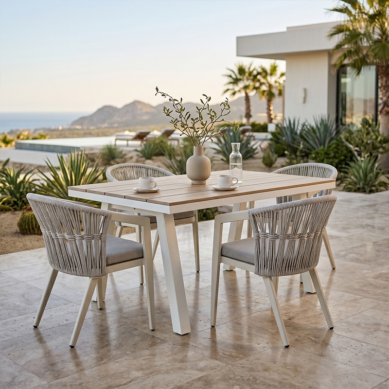 Light Grey Synthetic Rope Weave Outdoor Chair 