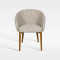 Curved Back Hospitality Armchair With Waterproof Weave Fabric And Wood Grain Legs